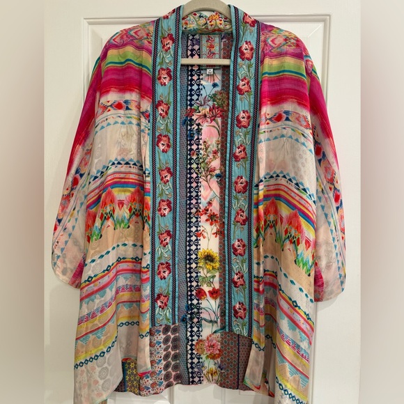Johnny Was Maci Reversible Kimono Floral Embroidered Ikat Jacket - Picture 3 of 7